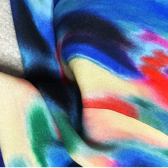 Anthropologie Maeve Aloisia Dress Silk Watercolor Maxi Length Front Slits Sz 8 - Picture 11 of 16